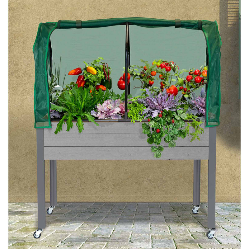 Pot à fleurs avec réservoir Gracie Oaks (21 X 47) + housse combinée, Gris