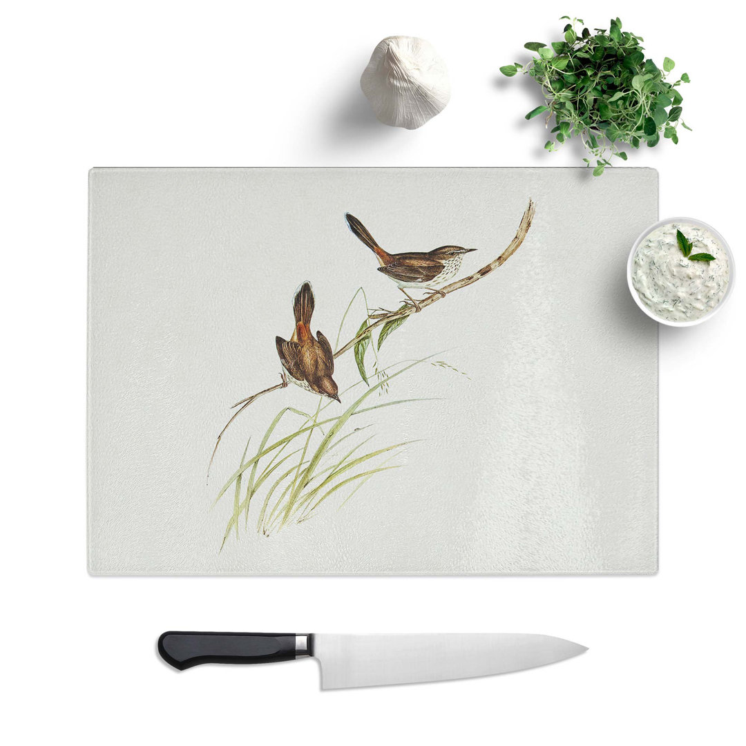 Tempered Glass Wrens by Elizabeth Gould Chopping Board