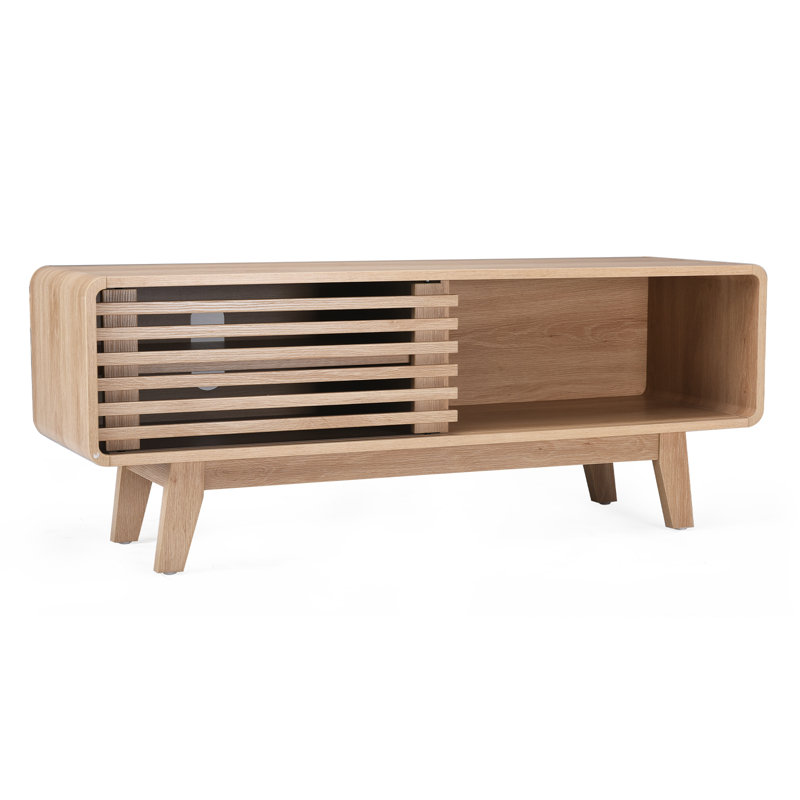 Modern Coffee Table With Storage, Natural, 17.8" H x 14.2" L x 46" W