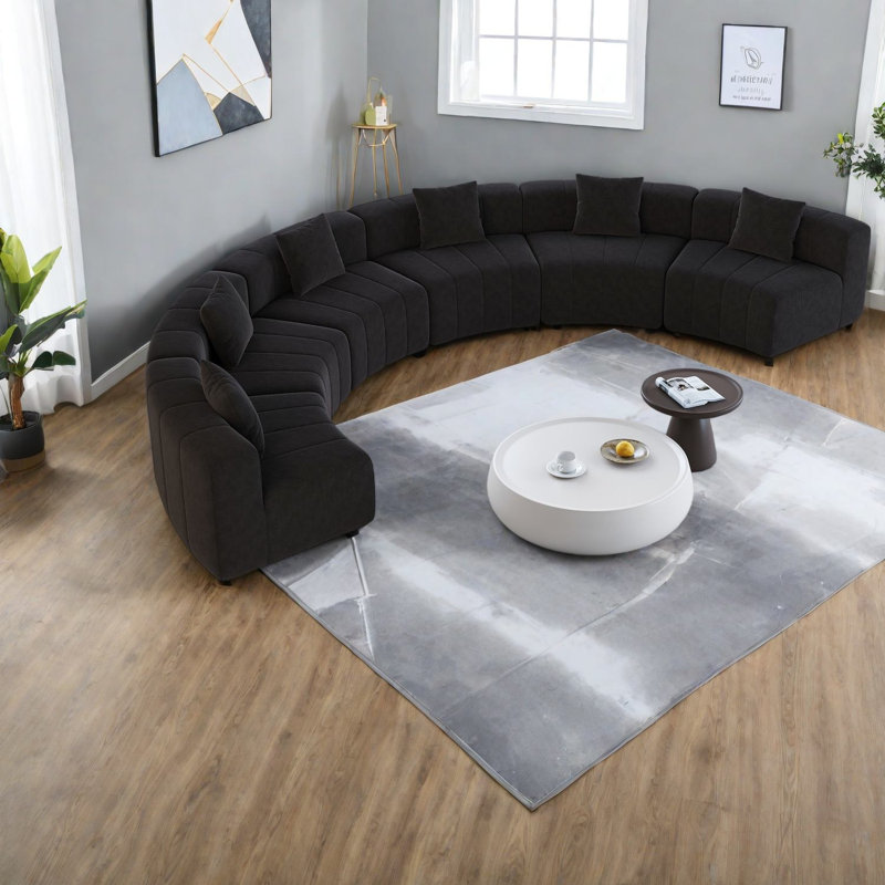 Canapé modulaire incurvé en mousse à chenilles pour la maison spacieuse