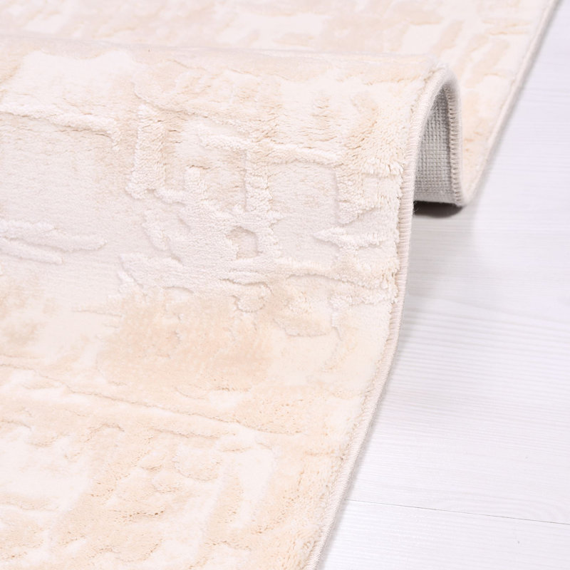 Tapis crème moderne antidérapant lavable à la machine, Rectangle 2 pi 8 po x 5 pi