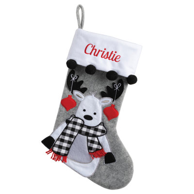 Check Scarf Moose Character Stocking