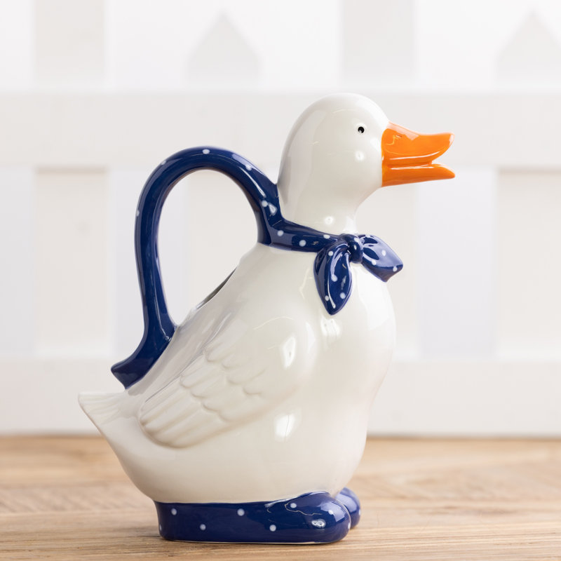 Duck Pitcher White Ceramic 34.5oz