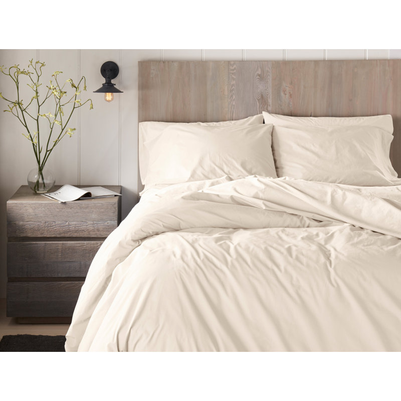 Housse de couette raffinée en percale biologique, Housse de couette pour lit très grand / très gra, Naturel