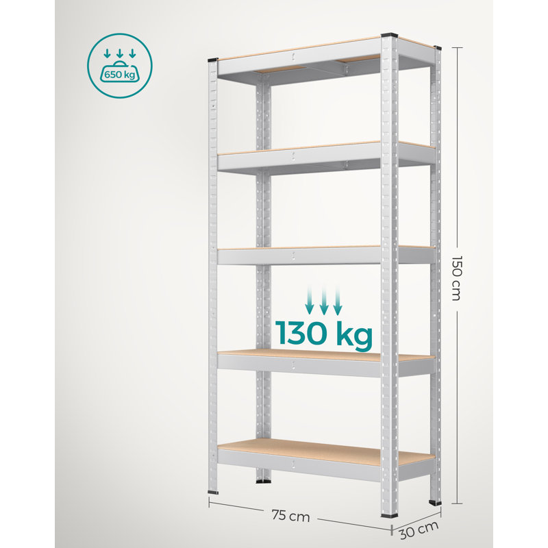 Adeolu 75cm W Metal Height -Adjustable Shelving Unit, Silver