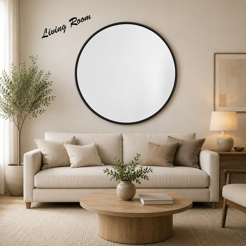 50cm Round Mirror Black