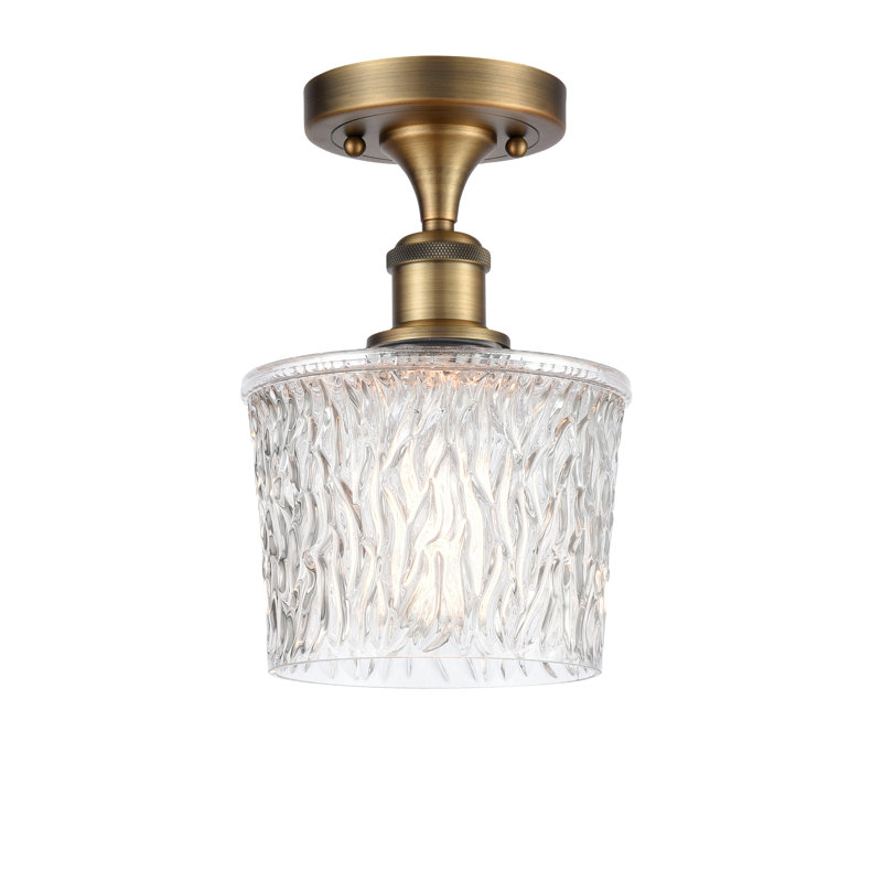 Camire Flush Mount, 6 Watt Vinage LED Bulb, Brushed Brass