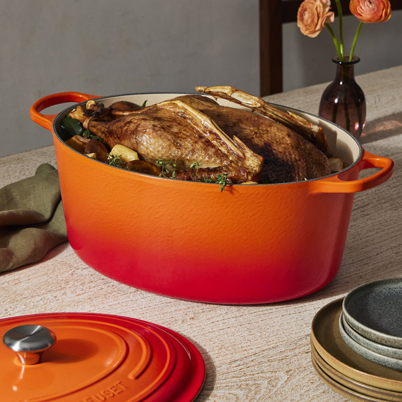 Le Creuset Enameled Cast Iron Signature Oval Dutch Oven, 15.5 Qt., Orange