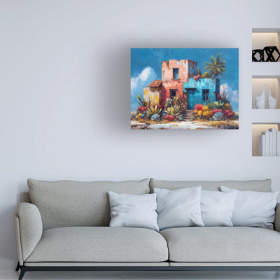 Wrapped Canvas Wall Art - Imagine It Images 'Mexican Villa, The Simple Life 1' Wall Art for Living Room, Bedroom, or Office Décor  - 14x19