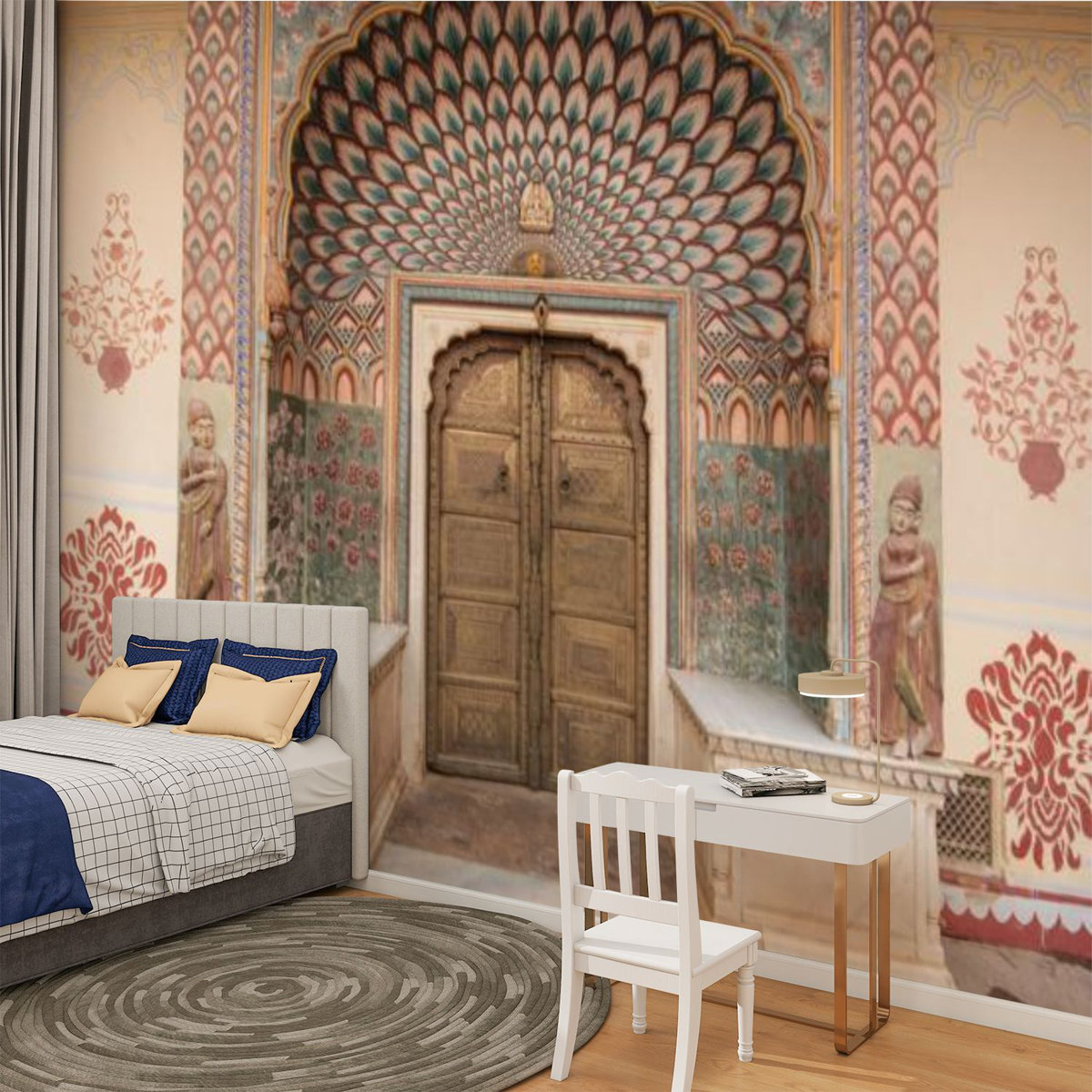 Wall Mural indian painted door jaipur indian door