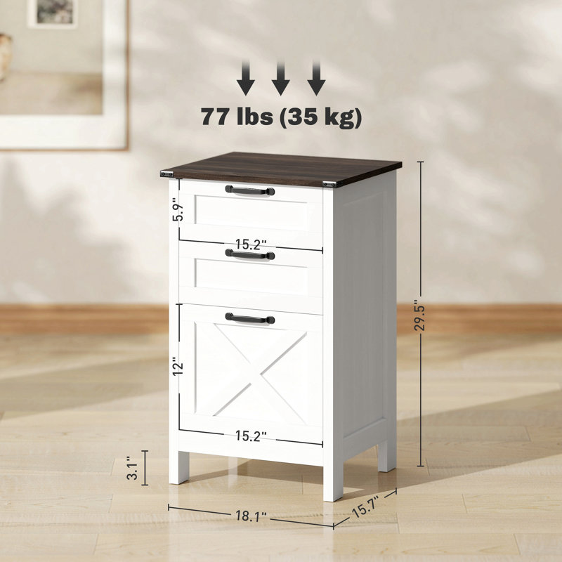 Classeur de style moderne avec 3 tiroirs, armoire de rangement de bureau pour format A4, pour la maison et le bureau