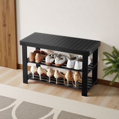 Banc de rangement à 3 niveaux pour chaussures 27,6 x 11,3 x 17,8 pouces