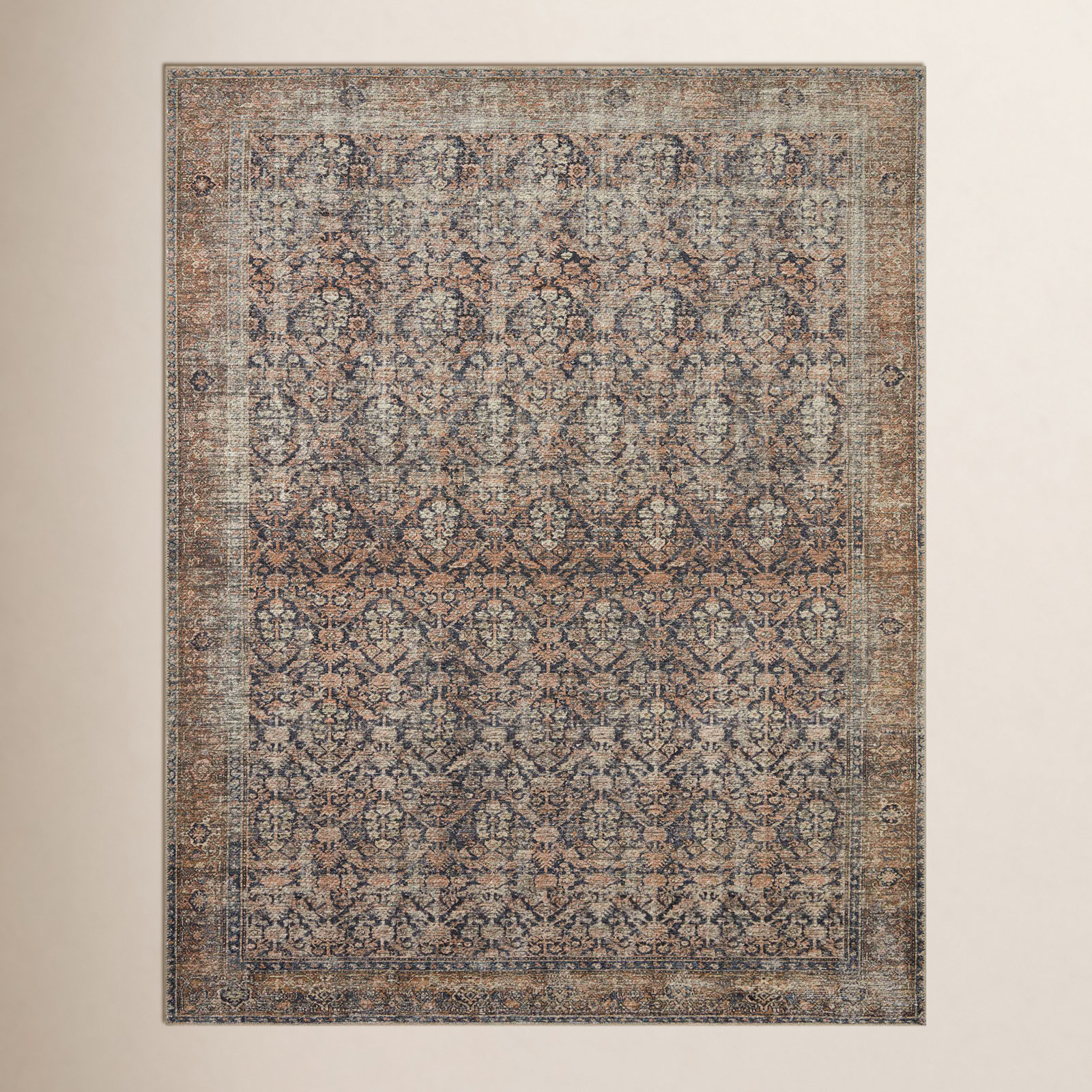 Billie Oriental Ink / Salmon Area Rug, Rectangle 8'6" x 11'6"