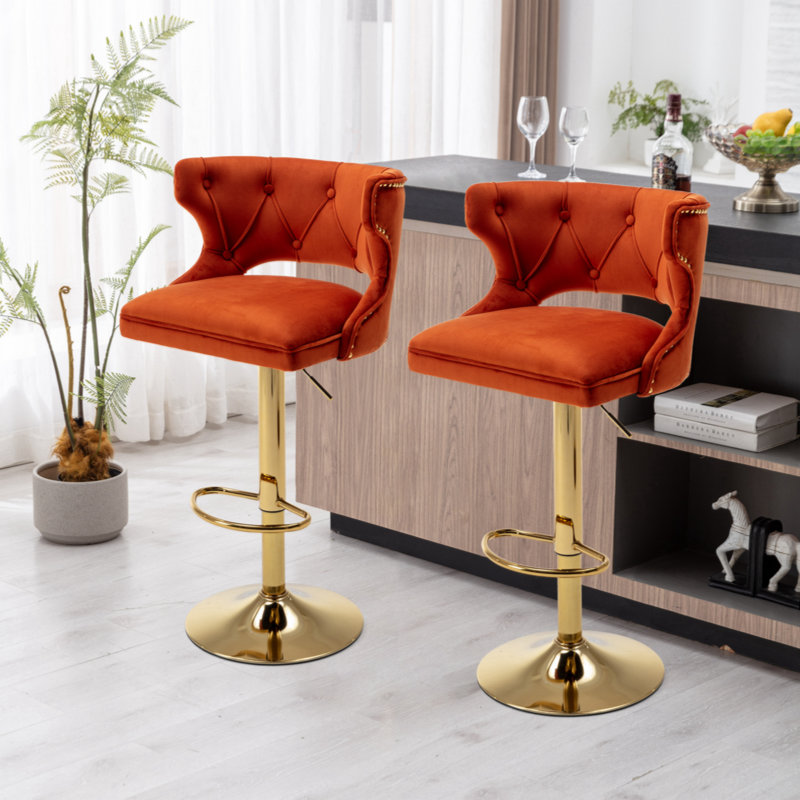 Tabouret pivotant à hauteur réglable Lounell, Orange