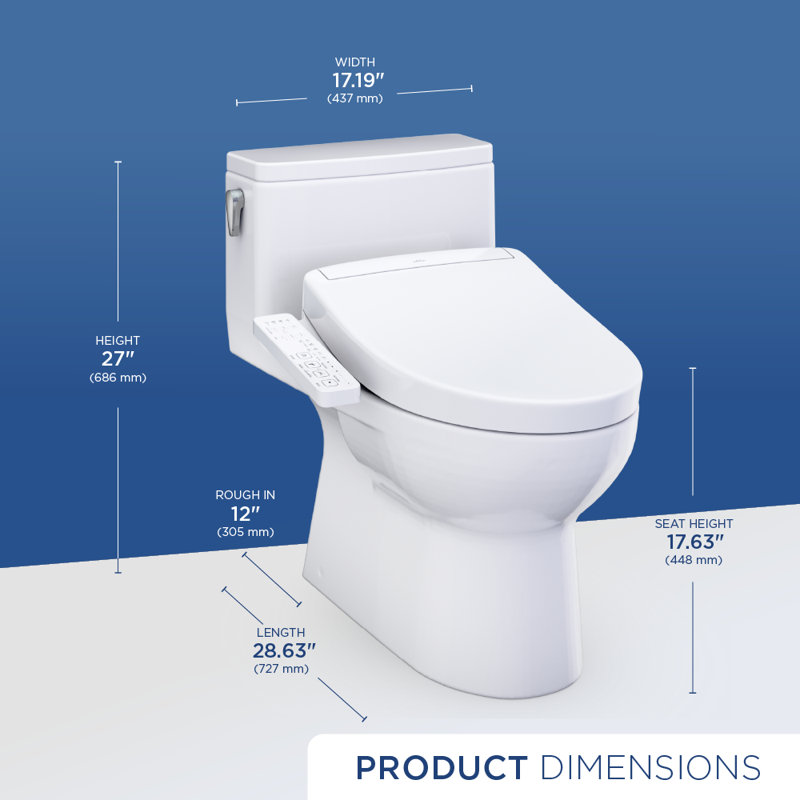 TOTO Redington WASHLET+ S2 One-Piece Elongated 1.28 GPF Universal Height Toilet with CEFIONTECT, Cotton White - MW6723346CEFG#01