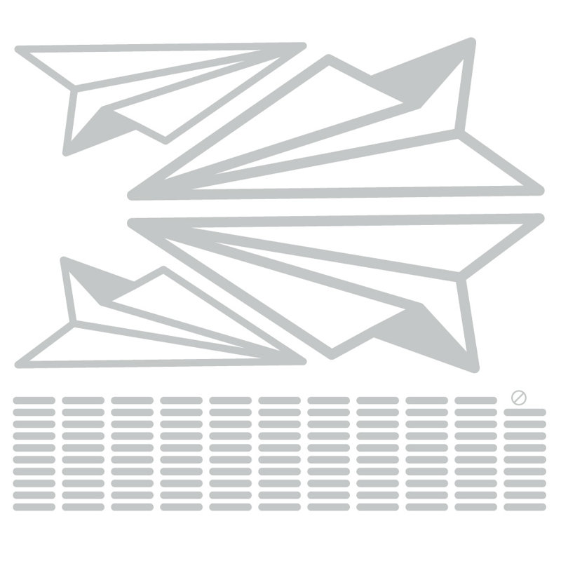 Adhésif décoratif papier avion, H 30 po x l 33 po x P 0,01 po, Gris clair