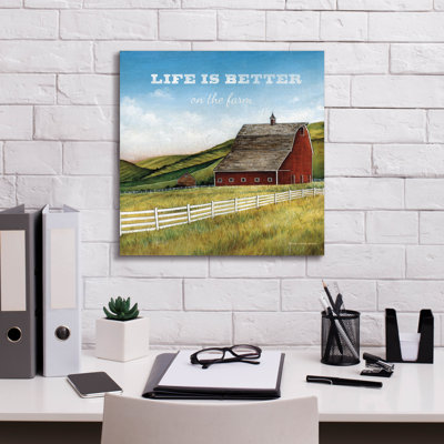 August Grove® 'Old Red Barn With Words' by David Carter Brown Canvas Wall Art