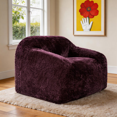 Chaise à accoudoirs simple en fausse fourrure, canapé sans os avec canapé à compression en mousse à mémoire de forme dans une boîte pour le salon, la chambre à coucher ou un petit appartement