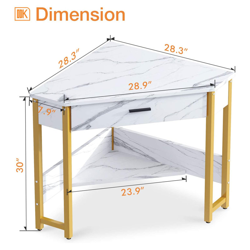 Corner Metal Base Writing Desk