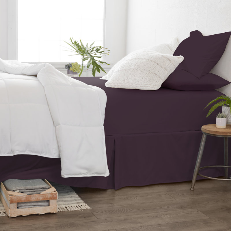 Sateen Double Brushed Microfiber Sheet Set, Blackberry, Twin XL Sheet Set + Fitted Sheet + 1 Pillowcase