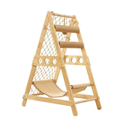 Cat climbing frame for Indoor with Hammock Straching Post Climbing Web and Danging Sisal Ball