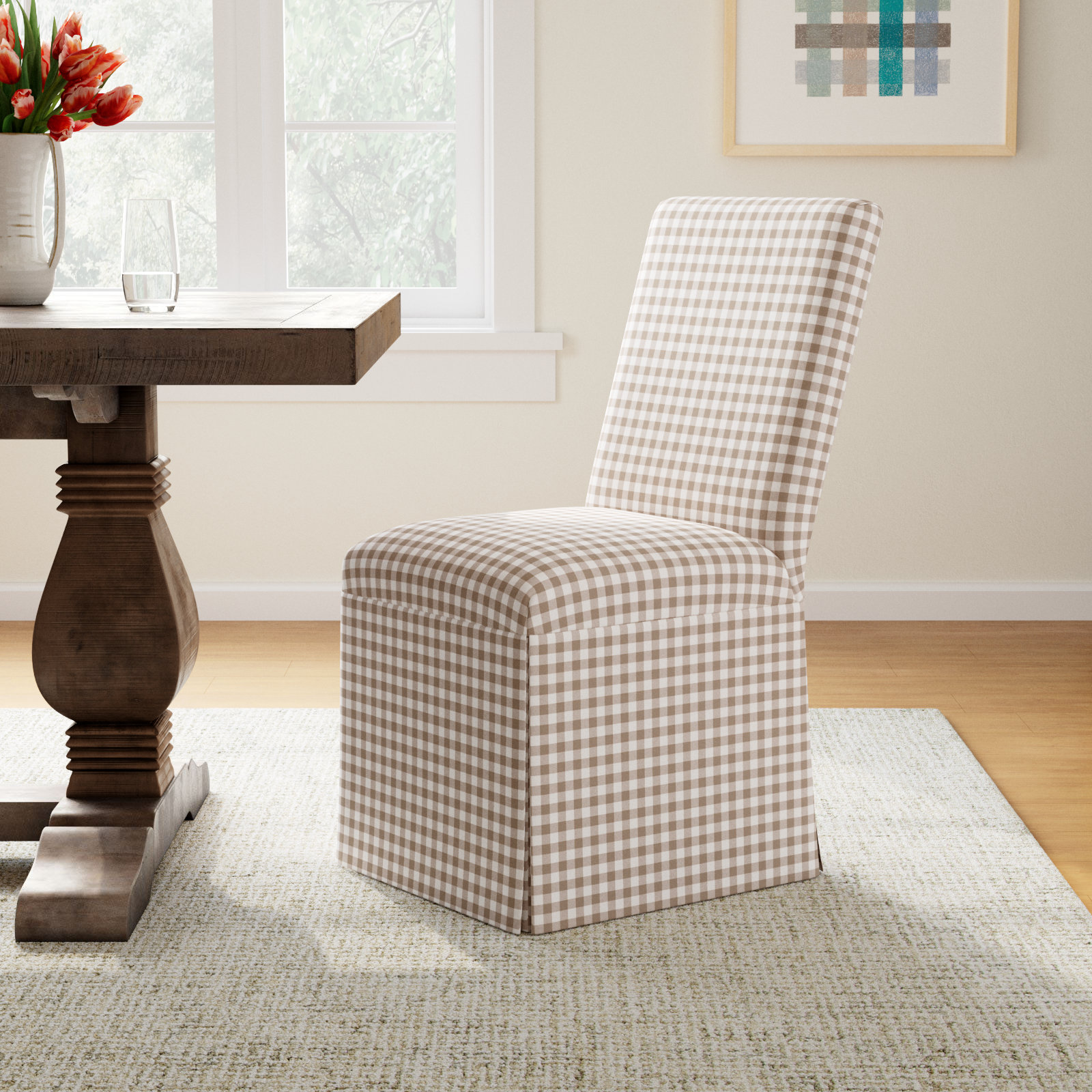 Silvia Parsons Dining Chair, Classic Gingham Tan