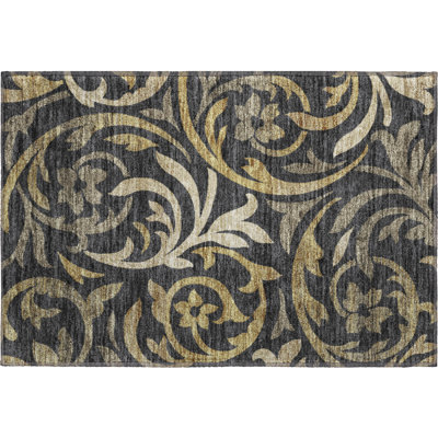 Premium Machine Washable Prisco Black Rug