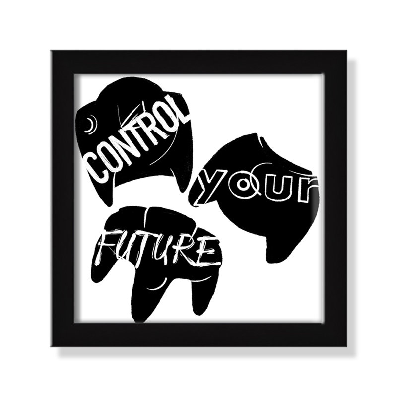 «Control your future», art encadré, H 9 po x l 9 po x P 1,19 po, Encadré de boîte noir