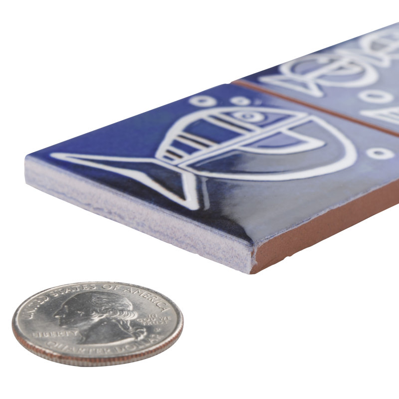 Captain Aquatico 8" x 2'' Ceramic Trim Specialty Trim, Blue