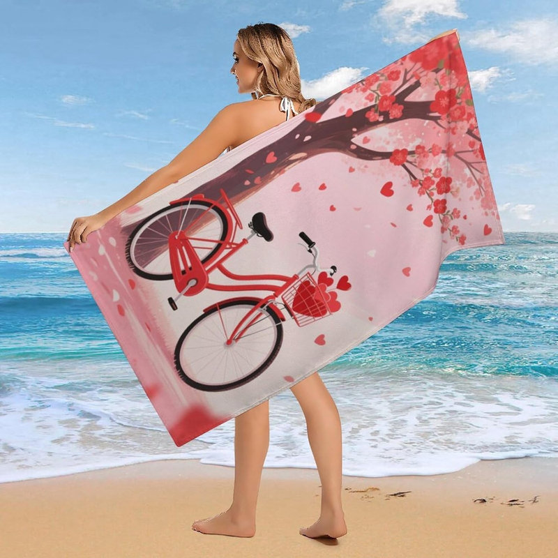 Serviette de plage en microfibre à séchage rapide pour arbre et bicyclette, 36 po x 72 po