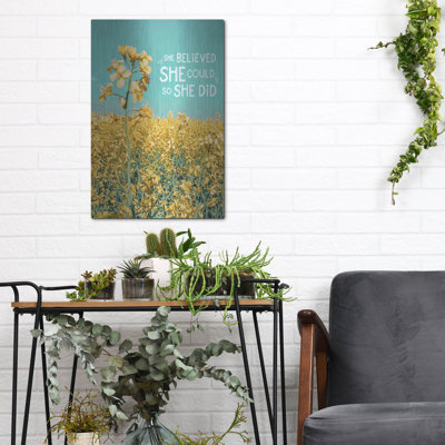 Luxe Metal Art 'She Believed' by Club Daydream Metal Wall Art, 12" x 16"