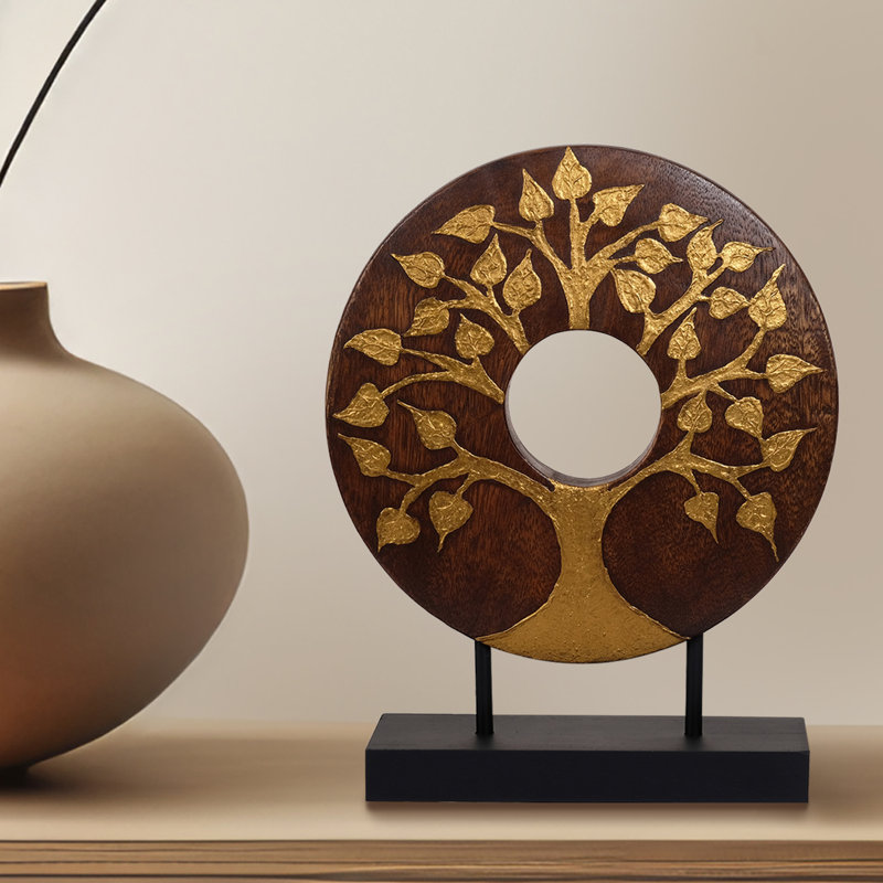 Red Barrel Studio® Handmade Wooden Tree of Life Décor – Farmhouse Home Accent and Christmas Table Decor