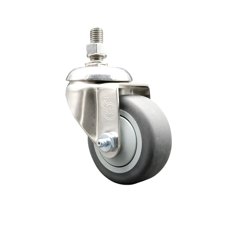 Roulettes pivotantes avec tige en caoutchouc thermoplastique 316SS