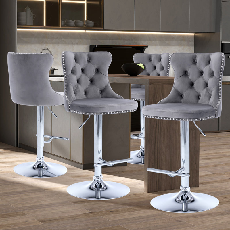 Tabourets de bar Kalinka, Argent, gris, 4