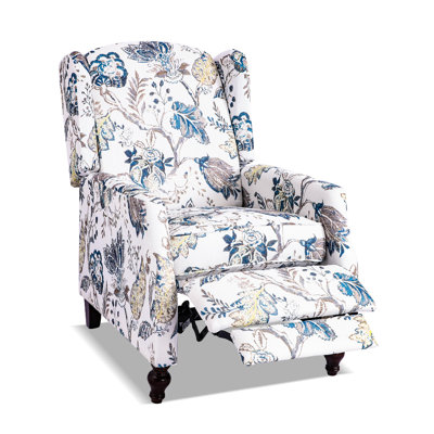 Upholstered Wingback Chair Set Of 2-push Back Recliner Chairs For Adults,mid Century Modern Recliner Chair,floral Manual Recliner Chair For Living Roo by Alcott Hill