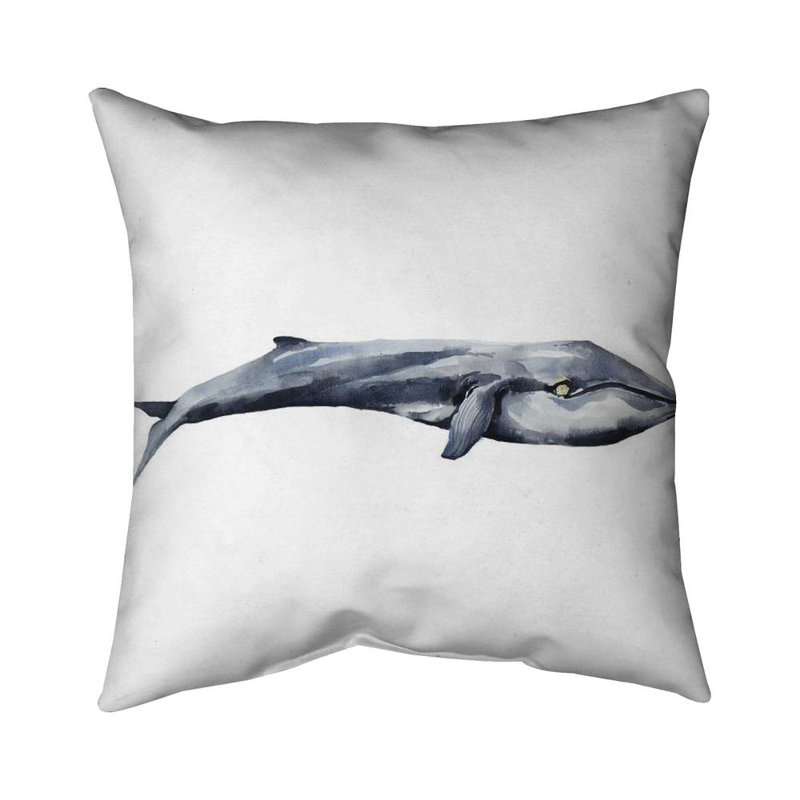 Watercolor whale - 16"x16" Throw pillow cover - Poly twill - Print on demand