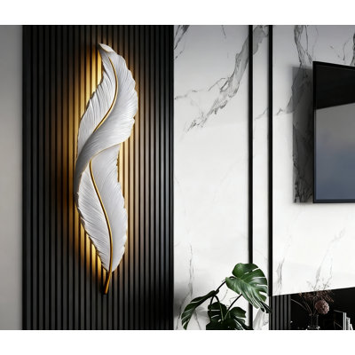 Modern Feather LED Wall Lamp, Decorative Wall Mounted Light for Bedroom, Bedside, Corridor, Living Room and Background Wall