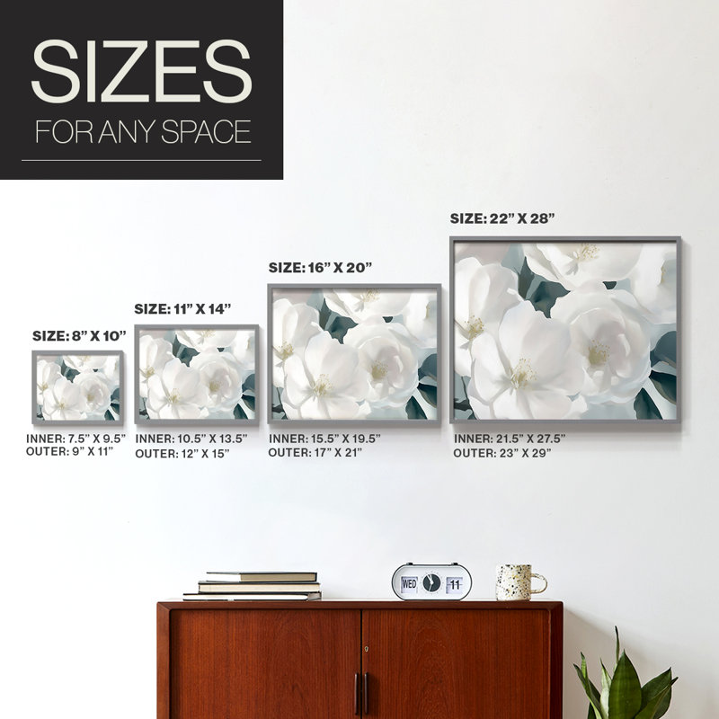 Série florale - XXI - Reproduction encadrée - Restickable, Gris, H 11 po x l 14 po