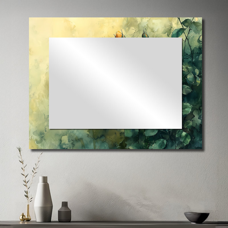 Sunlit Roses Of Summer Bloom I - Floral Decorative Mirror Wall Art - Printed On Metal, 30" x 40"