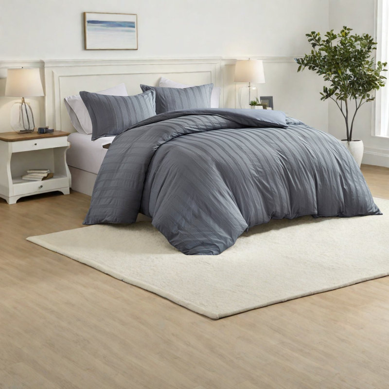 Modern Grey 3-piece Bedding Set, Woven Polyester For Comfortable, Durable Sleep