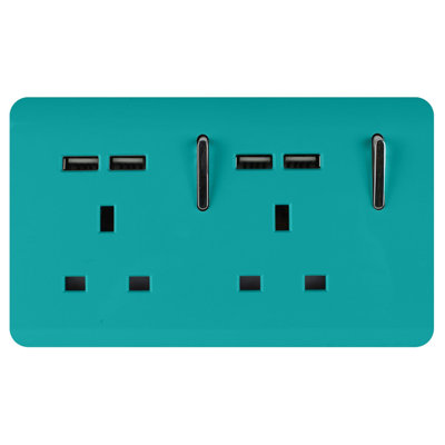 Trendi Switch 2 Gang 4 Port USB 2100mA Plug Socket