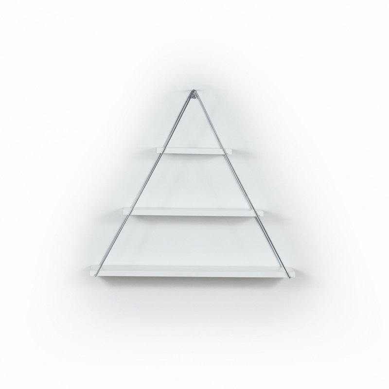 Étagère triangulaire suspendue murale en métal Moset, Blanc / argenté