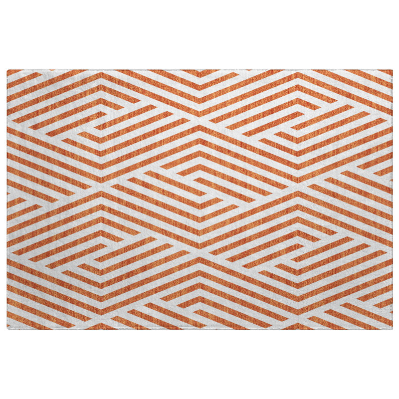 Premium Machine Washable Dream Shag ADS550 Geometric Rug, Paprika, 1'8" x 2'6"