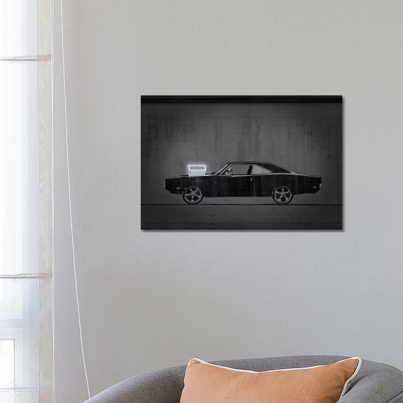 Impression d’art graphique « charger » par octave Mielu, Toile tendue, Pas de tapis, H 18 po x l 26 po x P 1,5 po