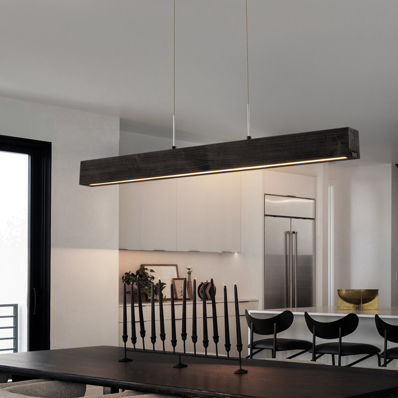 Luminaire suspendu pour îlot de cuisine 41,3 po, Noir mat