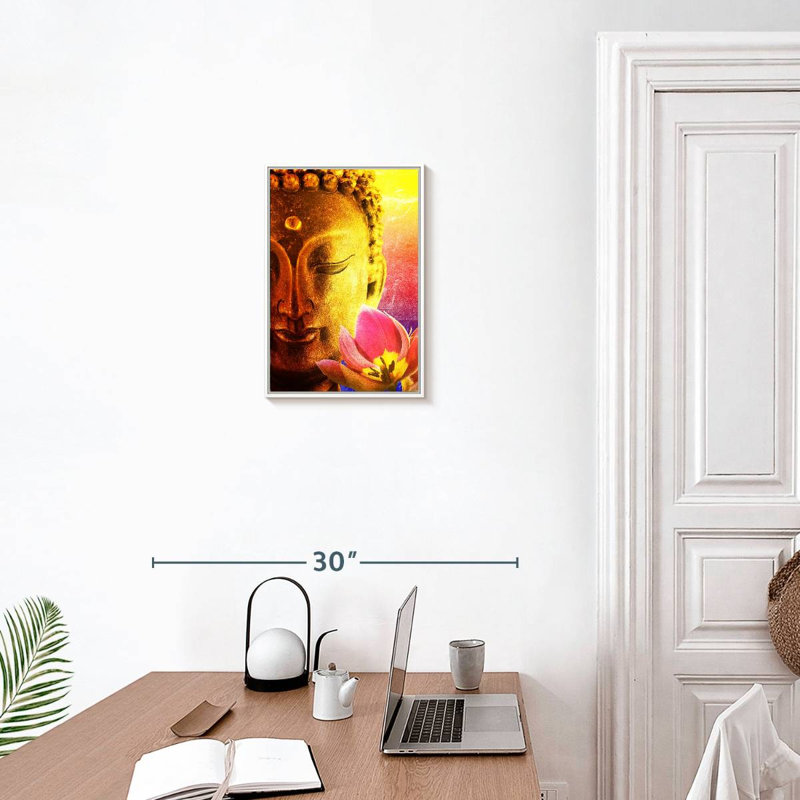 Superbe Bouddha, Cadre flottant blanc, 13 po x 19 po