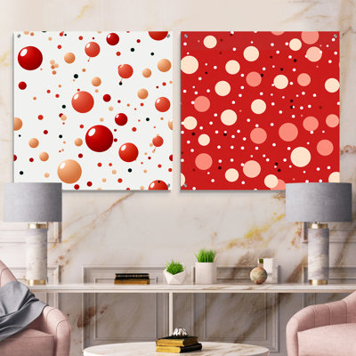 Playful Polka Dots I - Ensemble de 2 reproductions d'art abstrait en acrylique sur verre
