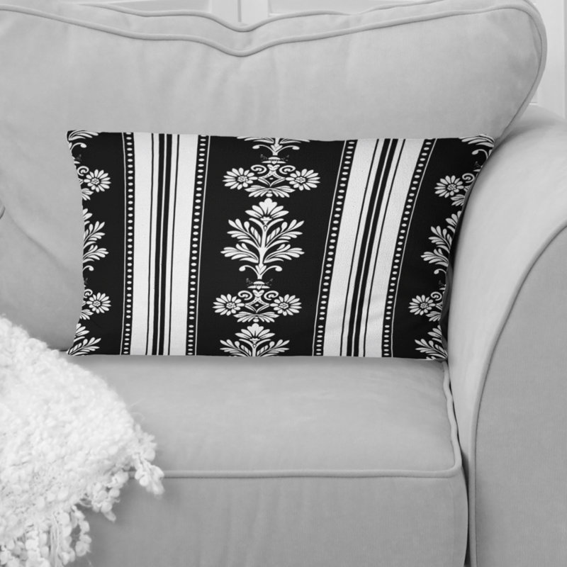 Coussin lombaire traditionnel noir à fines rayures IV - noir