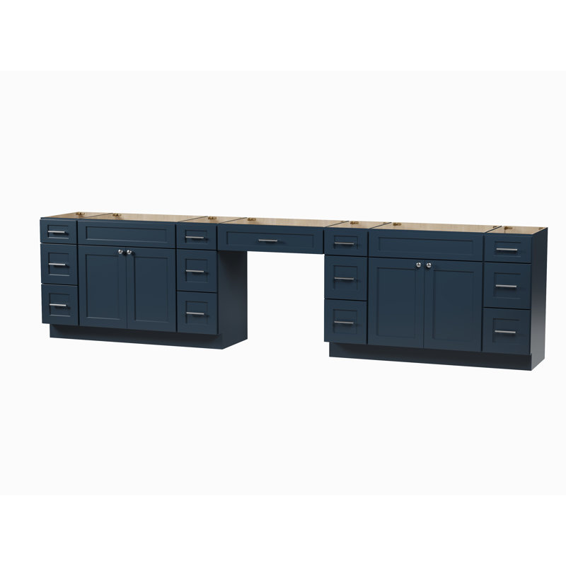 138'' Double Bathroom Vanity Base Only, Blue