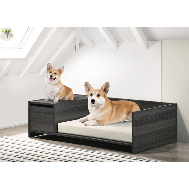 Lit pour animal de compagnie avec rangement latéral et coussin - 47 po de largeur Elisco